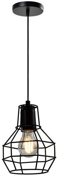 QUVIO Hanglamp industrieel Draadlamp bol D 15 cm Zwart
