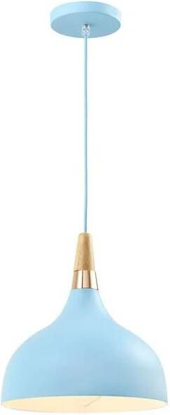 QUVIO Hanglamp retro Simplistisch hoog design Houten kop D 30 cm Blauw