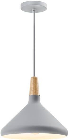 QUVIO Hanglamp Scandinavisch Hoog design Houten kop D 26 cm Grijs