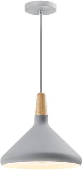 QUVIO Hanglamp Scandinavisch Hoog design Houten kop D 26 cm Grijs