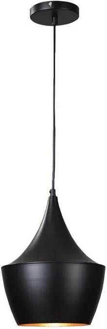 QUVIO Hanglamp modern Rond met koperen binnenkant Diameter 25 cm Zwart