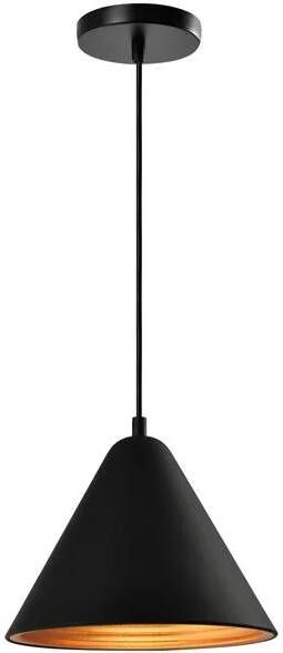 QUVIO Hanglamp retro Kegelvorm Gouden binnenkant D 24 cm Zwart