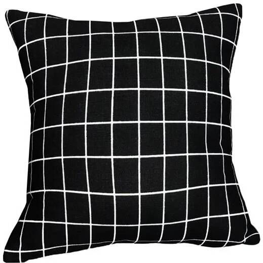 QUVIO Kussenhoes 45 x 45cm Vierkantjes Zwart