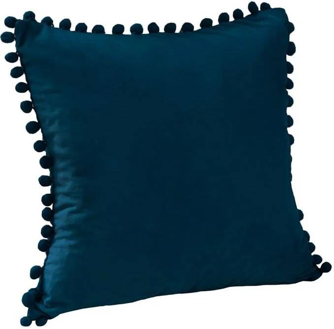 QUVIO Kussenhoes met bolletjes Fluweel 50 x 50 cm Donkerblauw