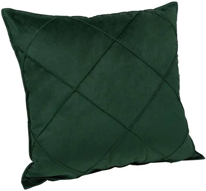 QUVIO Kussenhoes ruit patroon 50 x 50 cm Fluweel Donker Groen