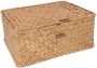 QUVIO Opbergmand Maat L Opbergdoos Opbergbox Voorraaddoos Organizer Sorteerdoos Met deksel Met knoop Rotan Bruin 29 x 19 x 12 cm - Thumbnail 2