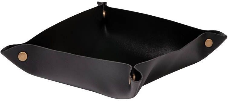 QUVIO Organizer vierkant leer met drukknoppen Zwart