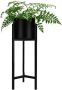 QUVIO Plantenstandaard inclusief pot Staande plantenbak Metaal Plantenbak Plantenhouders Planten zuilen Voor buiten Bloempot 22 x 22 x 60 cm Zwart - Thumbnail 2
