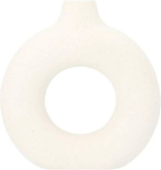 QUVIO Vaas rond met gat in het midden 19 cm Keramiek Wit