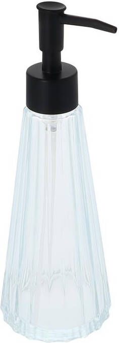 QUVIO -Zeepdispenser -Glas 300 ml Transparant met zwarte zeeppompje
