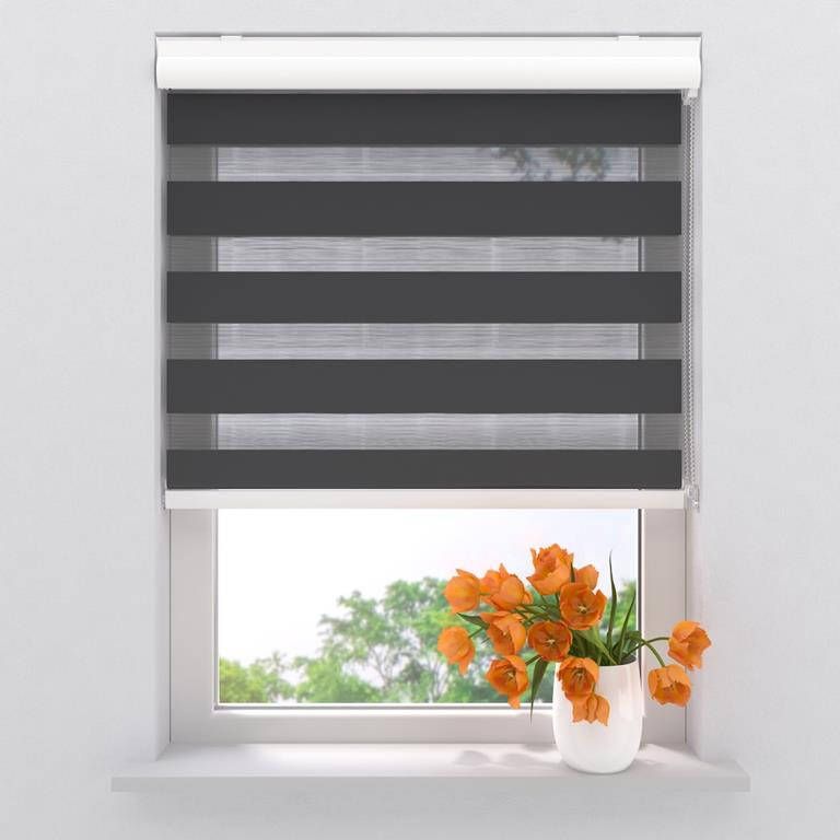 Raamdecoratie.com Duo Rolgordijn Splendid Lichtdoorlatend Black 60x175 cm