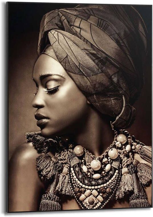 Overig Schilderij Afrikaanse Vrouw Kleurrijk Slim Frame Mdf 50x70cm