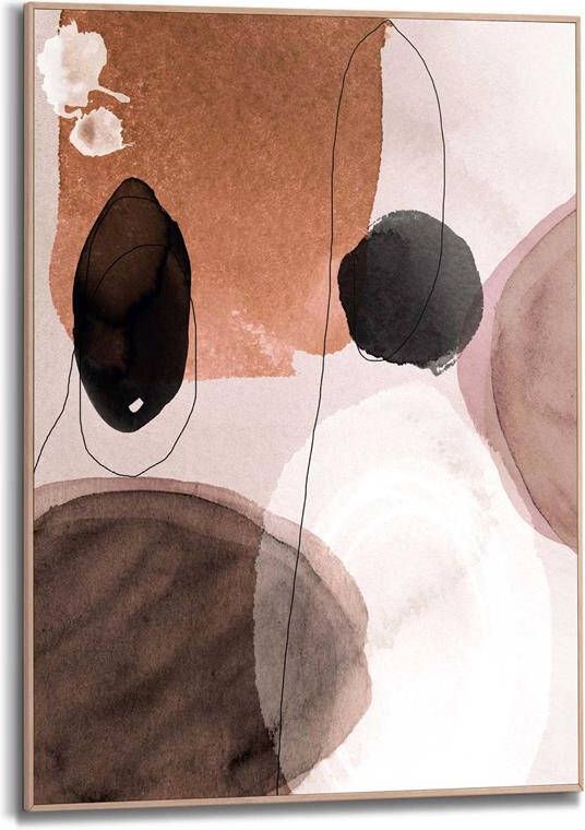 Overig Schilderij Abstracte Vormen Bruin 50x70cm