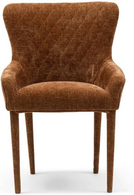Rivièra Maison Elegante Eetkamerstoel in Maroon Bruin van Polyester en Rubberhout 56x58x83 cm