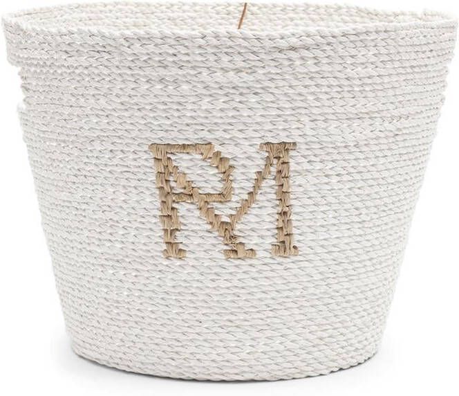 Rivièra Maison Riviera Maison Opbergmand Wit RM Monogram Riet (ØxH) 40x31