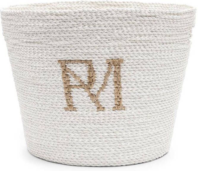 Rivièra Maison Riviera Maison Opbergmand Wit RM Monogram Riet (ØxH) 40x34