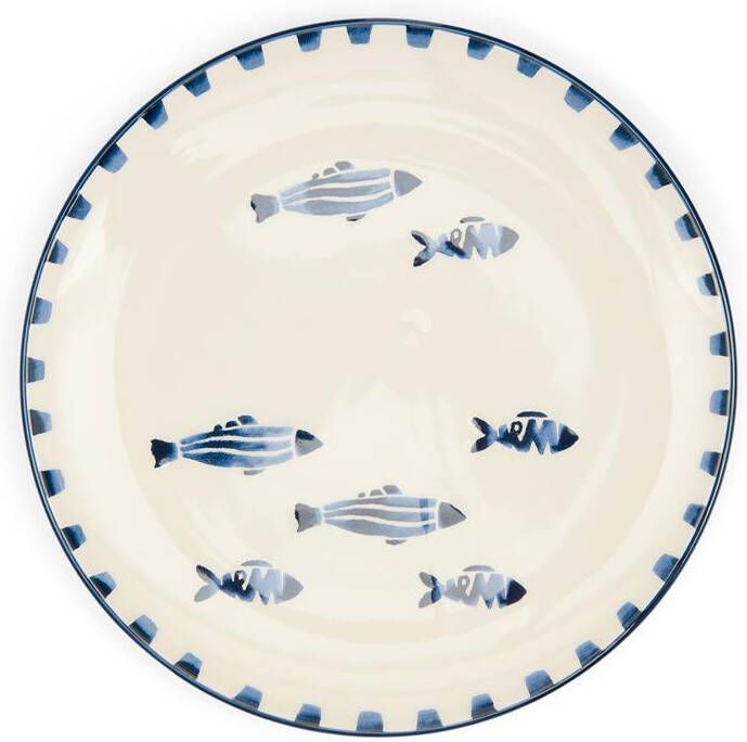 Rivièra Maison Riviera Maison Dinerbord rond Blauw Wit Como Catch Bord Aardewerk