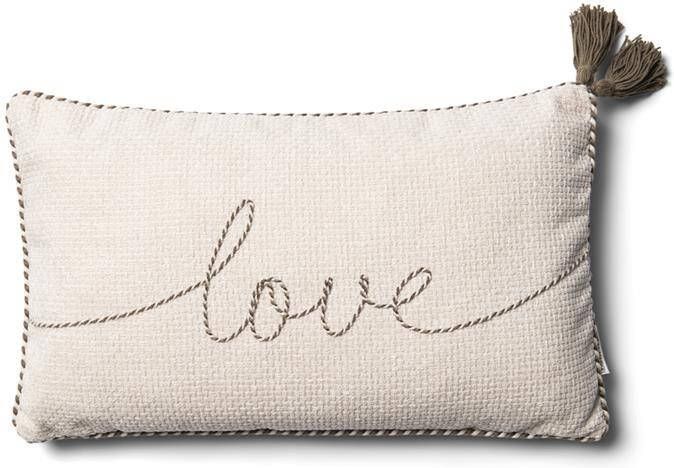 Rivièra Maison Riviera Maison Kussenhoes Beige met tekst 50x30 With Love sierkussen