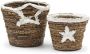 Riviera Maison Opbergmand Rieten mand Sterrenprint kerst Étoiles Mini Basket 2 stuks Bruin - Thumbnail 2