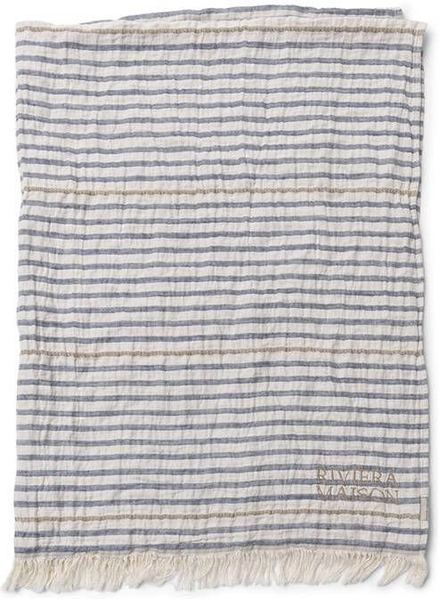 Rivièra Maison Riviera Maison Plaid Blauw|wit Kempsey Katoen Linnen