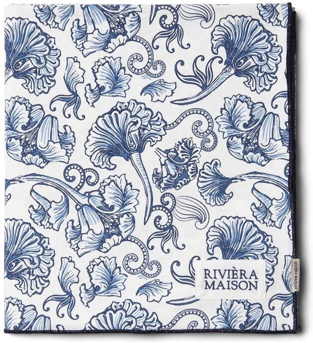 Rivièra Maison Riviera Maison Tafelkleed Blauw|wit Floral Island Katoen