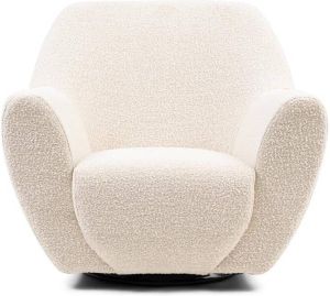 Riviera Maison Fauteuil Met Armleuning The Jill Swivel Chair Bouclé Stof Wit