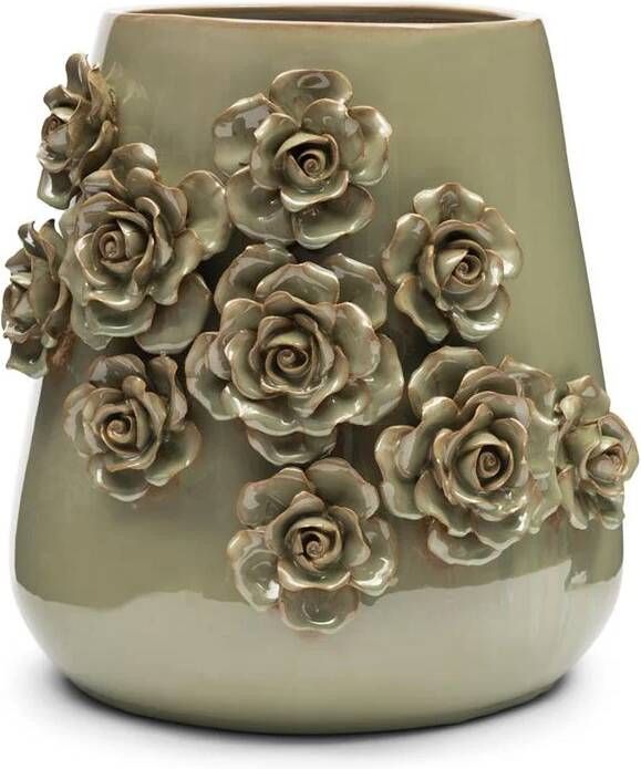 Rivièra Maison Riviera Maison Vaas Groen Rose Aardewerk (ØxH) 34x36