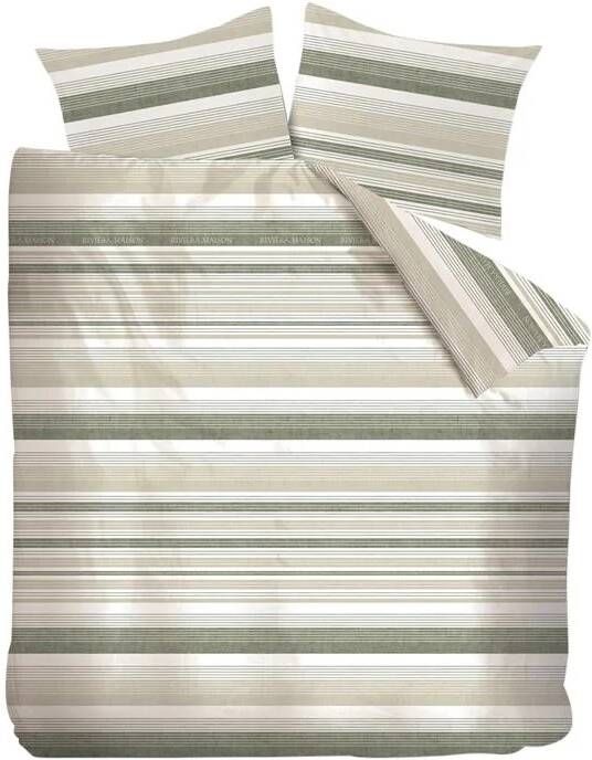 RIVIERA Rivièra Maison Sturdy Stripe Dekbedovertrek 240 x 200 220 cm Grijsgroen