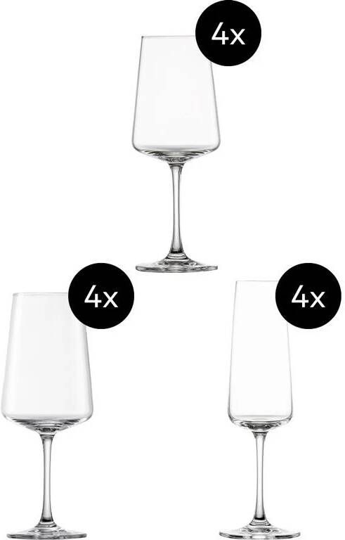Schott Zwiesel Wijnglazenset MioVino 12-delige Rode wijnglazen Witte wijnglazen en Champagneglazen