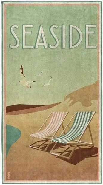 Seahorse Strandlaken Blackpool met vintage print (1 stuk)