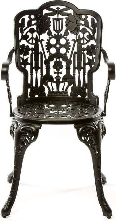 Seletti Industry Garden tuinstoel met armleuning zwart
