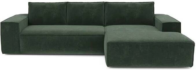 SIA Home Slaapbank rechte hoek dunlopillo fluweel groen patroon 140cm