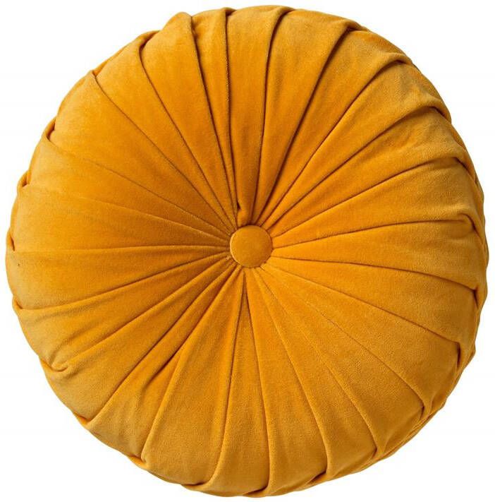 Dutch Decor KAJA Sierkussen rond velvet Ø40 cm Golden Glow geel
