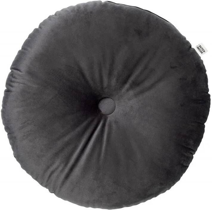 Dutch Decor OLLY Sierkussen rond velvet Ø40 cm Charcoal Gray antraciet