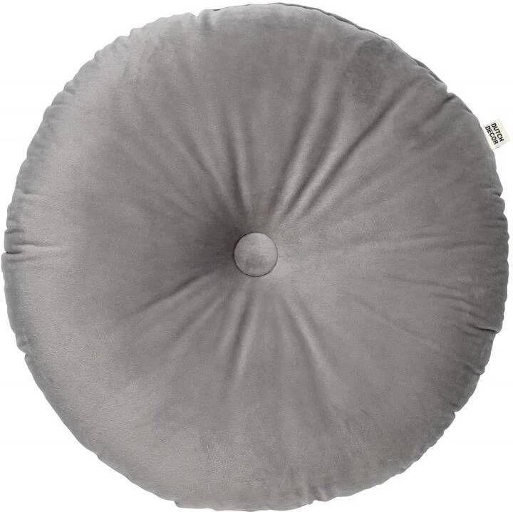 Dutch Decor OLLY Sierkussen rond velvet Ø40 cm Micro Chip lichtgrijs