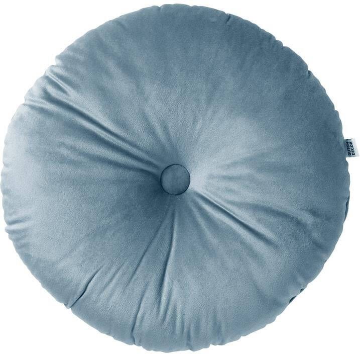 Dutch Decor OLLY Sierkussen rond velvet Ø40 cm Provincial Blue lichtblauw