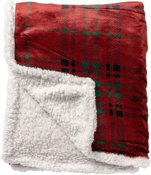 Sierkussen.nl Plaid 150 x200 cm CARLTON fleece deken + sherpa rood