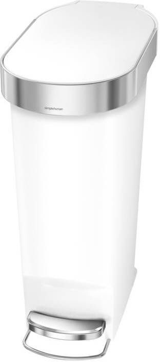 Simplehuman Slim Afvalemmer met Zakkenrand 40 L Wit