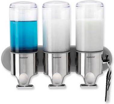 Simplehuman zeepdispenser hangend Triple 3 x 444 ml zilverkleurig