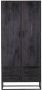 Kabinet kast Milan zwart Mangohout en staal 90 cm zwarte kast met deuren houten kast zwart - Thumbnail 2