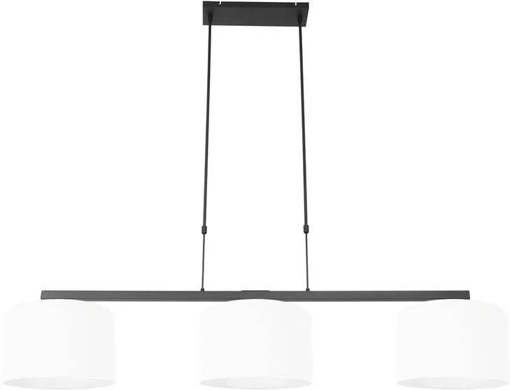 Steinhauer hanglamp Stang zwart linnen metaal grote eettafellamp E27 3458ZW