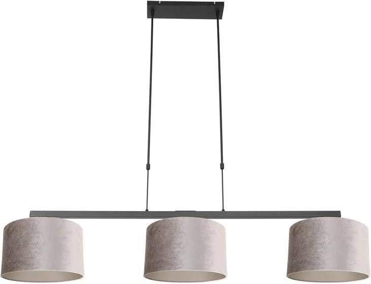Steinhauer hanglamp Stang zwart metaal velours stof grote eettafellamp E27 3459ZW