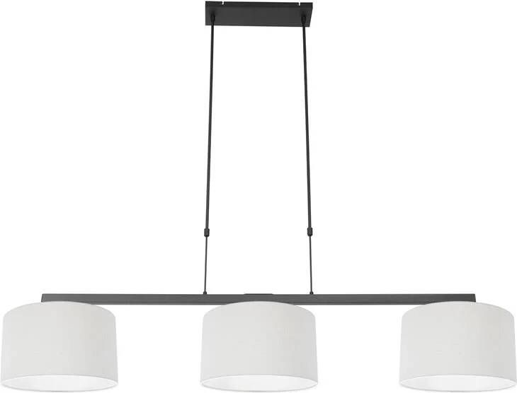 Steinhauer hanglamp Stang zwart linnen metaal grote eettafellamp E27 3461ZW