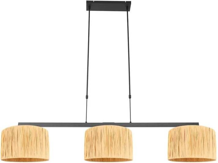 Steinhauer hanglamp Stang zwart metaal zeegras grote eettafellamp E27 3744ZW