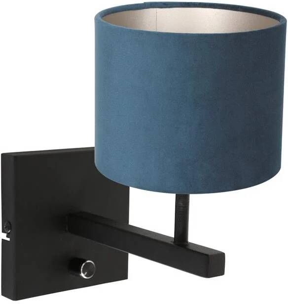 Steinhauer wandlamp Stang zwart metaal velours stof bedlampje E27 8251ZW
