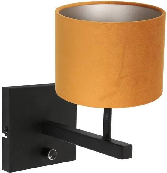 Steinhauer wandlamp Stang zwart metaal velours stof bedlampje E27 8176ZW
