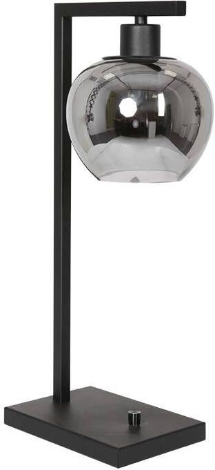 Steinhauer tafellamp Lotus zwart glas metaal smoke glas kleurglas-lamp E27 3651ZW