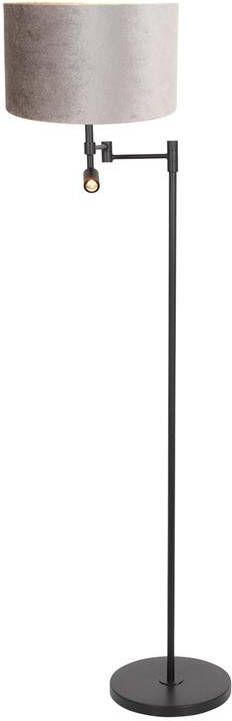Steinhauer vloerlamp Stang zwart metaal velours stof schemerlamp LED_E27 7190ZW