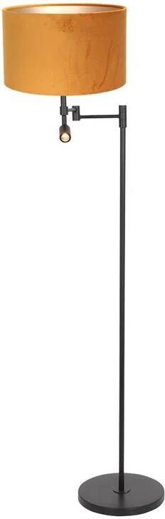 Steinhauer vloerlamp Stang zwart metaal velours stof schemerlamp LED_E27 7191ZW