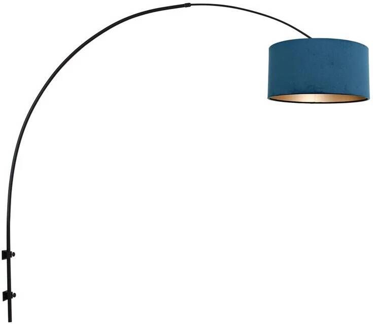Steinhauer wandlamp Gramineus zwart metaal velours stof E27 8245ZW